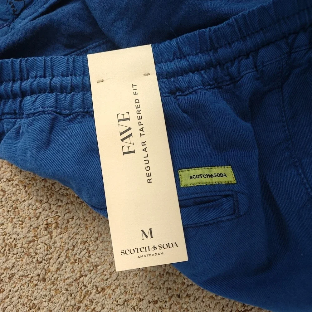 NWT Scotch & Soda Fave Men Blue Linen Cotton Garment Dye Chino Pants